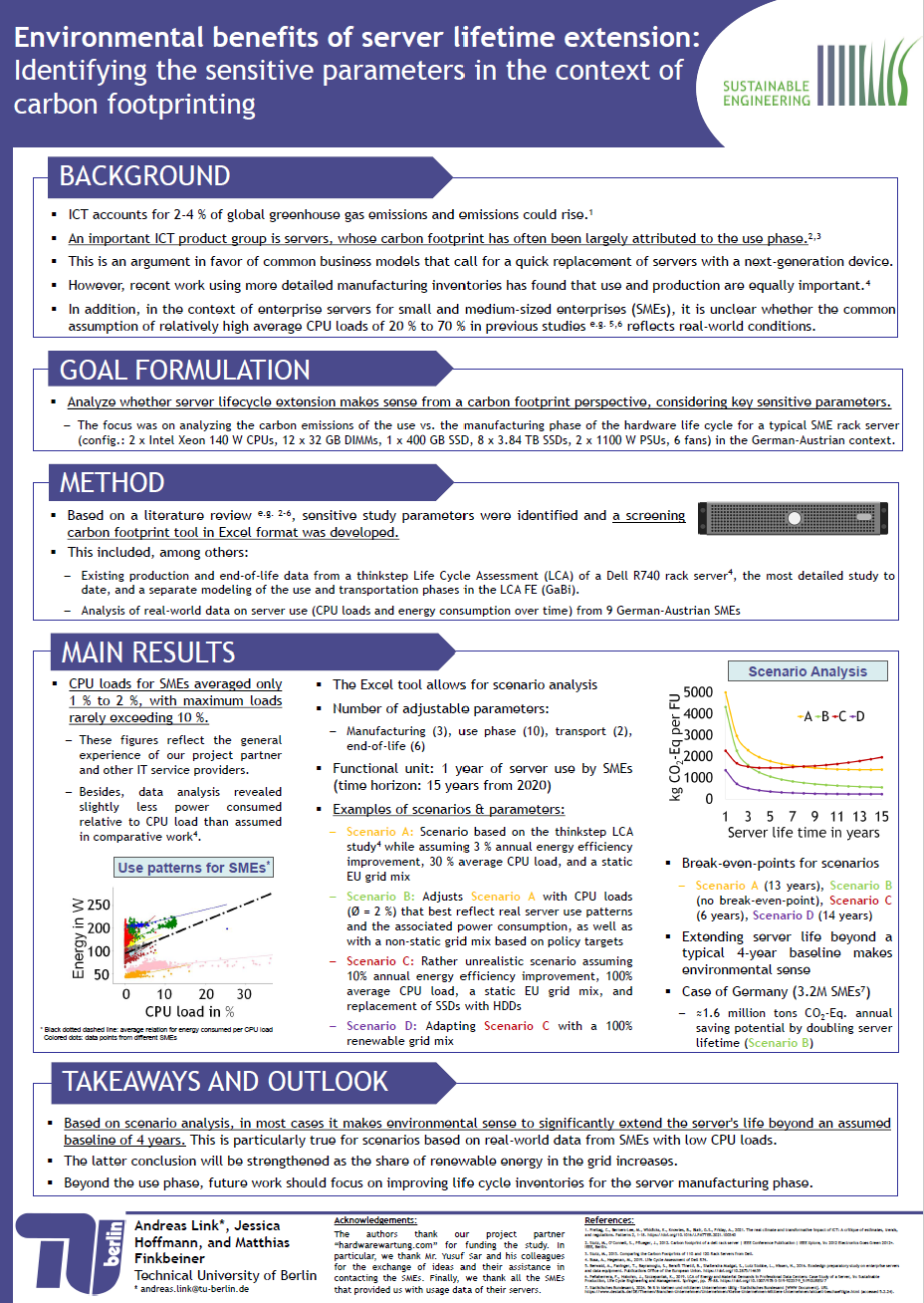 Environmental benefits of server lifetime extension - Poster bei SETAC Europe 34.