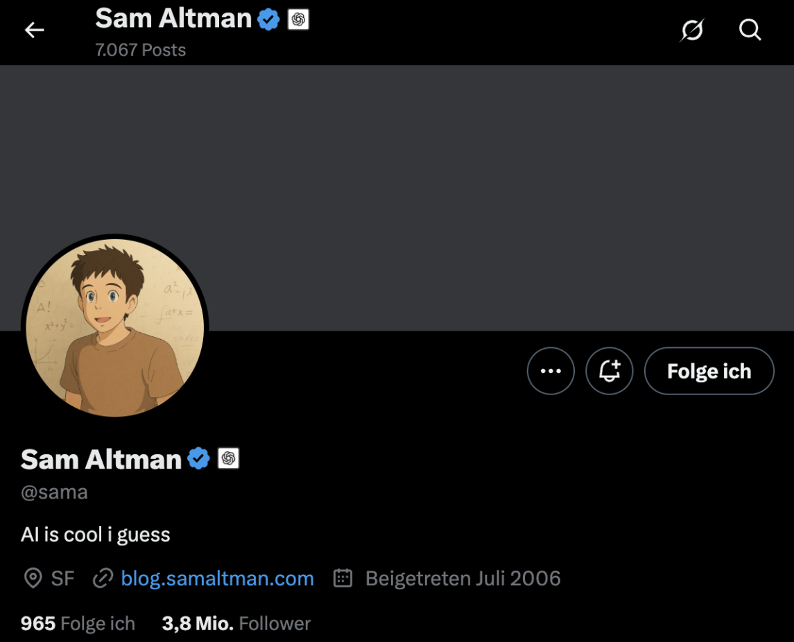 Sam Altman - Profil auf X