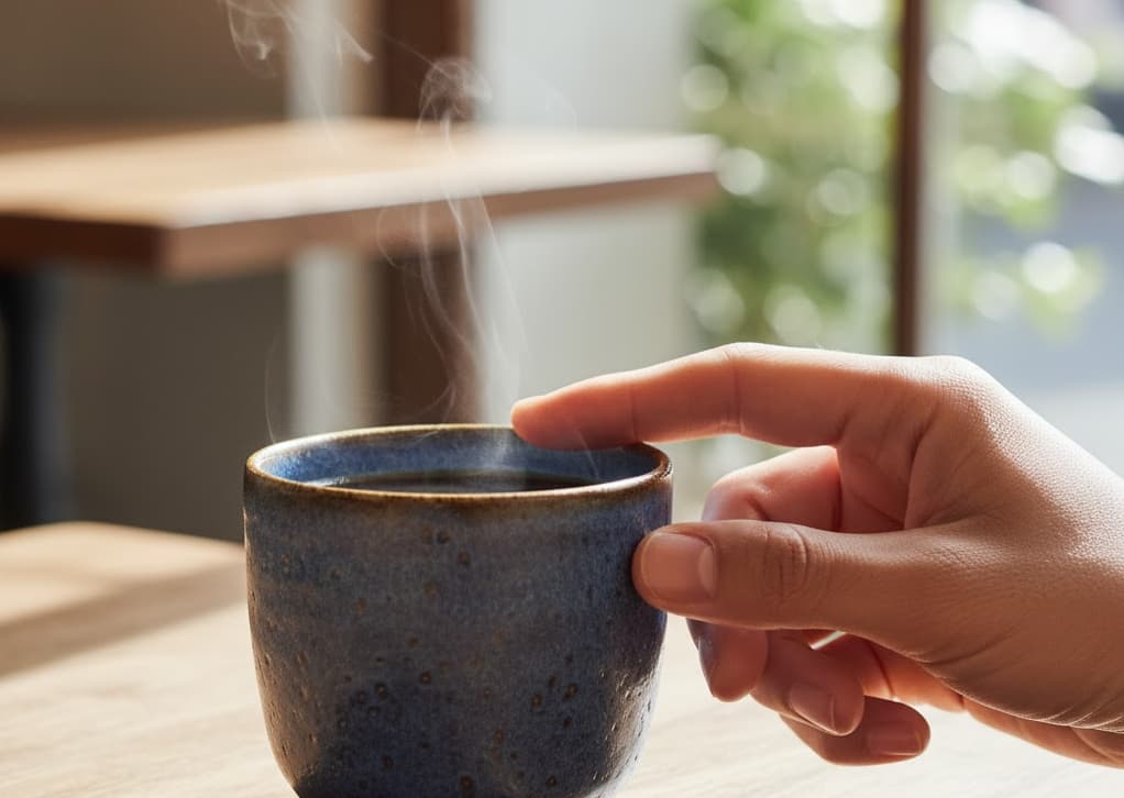 Sensomotorik: Finger tastet Kaffeetasse ab