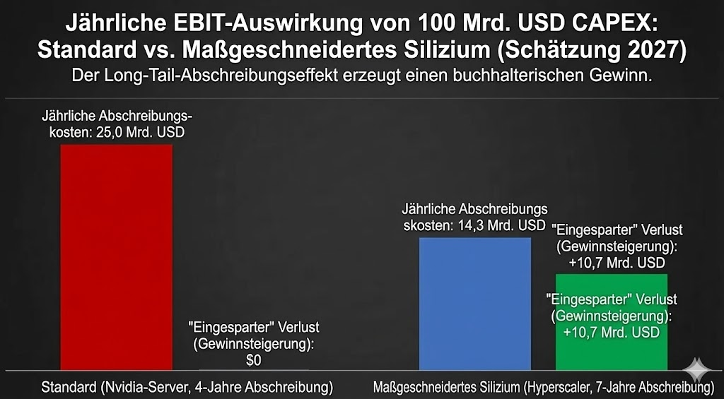 Jährliche EBIT-Auswirkung von 100 Mrd. US-Dollar Invest: Standard-Chips vs. maßgeschneiderte Hardware