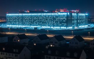 Stromausfall und hell beleuchtetes Rechenzentrum