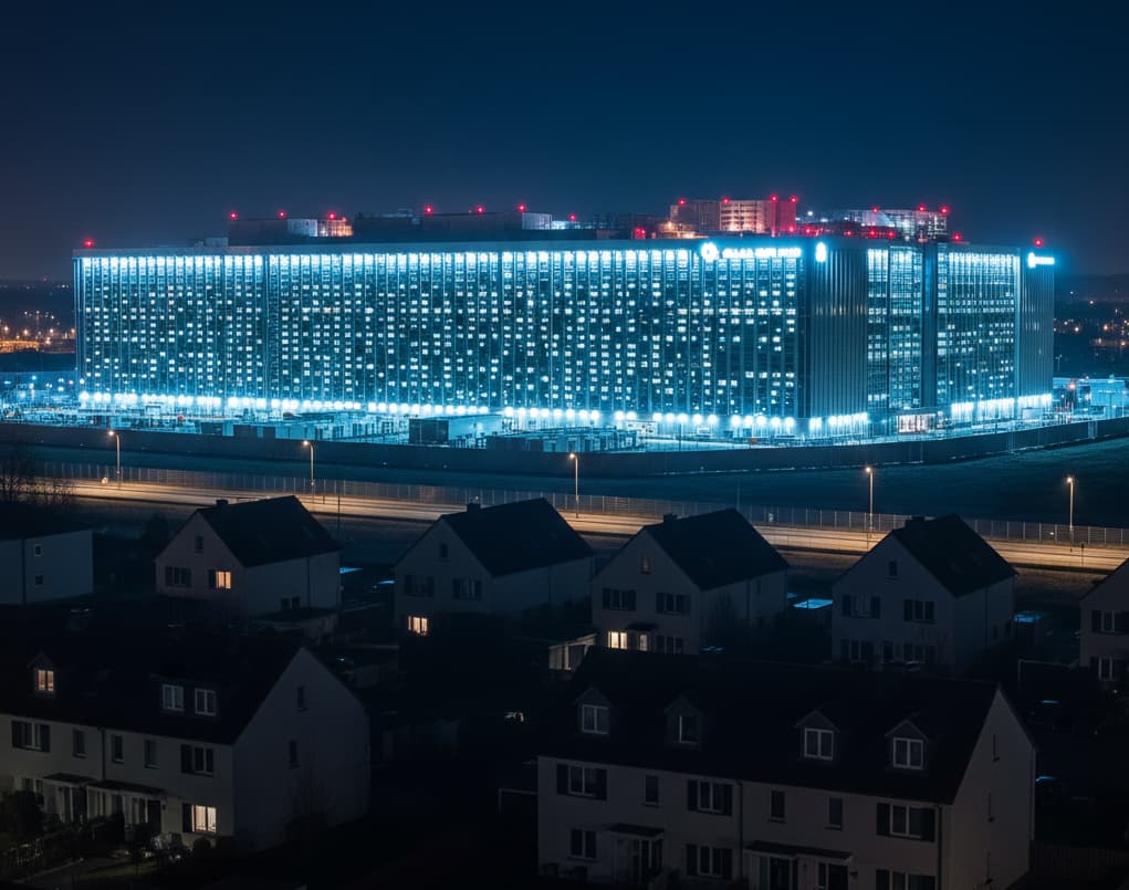 Stromausfall und hell beleuchtetes Rechenzentrum