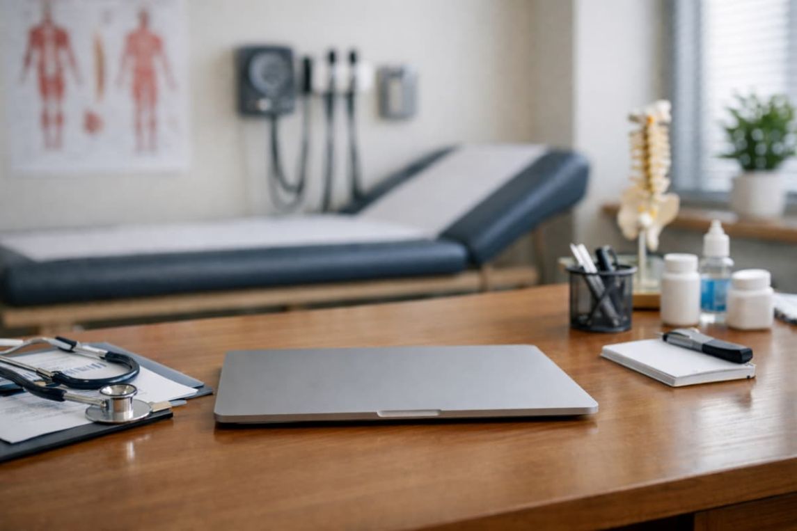 Laptop in einer Arztpraxis