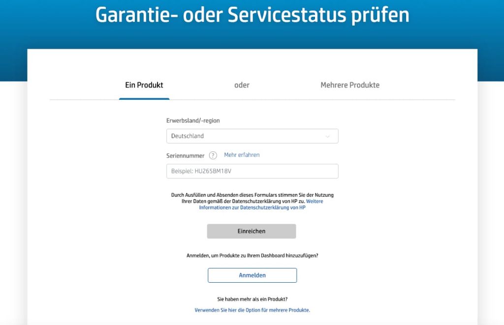 HP Garantie prüfen