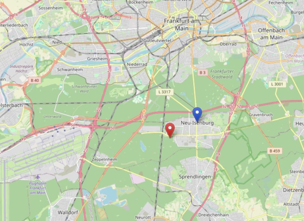 neu-isenburg-openstreetmap Neu-Isenburg bei Frankfurt: Kartenansicht. Bild: Copyright OpenStreetMap