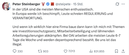 Peter Steinberger auf X über die Gründe für den Wechsel in die USA