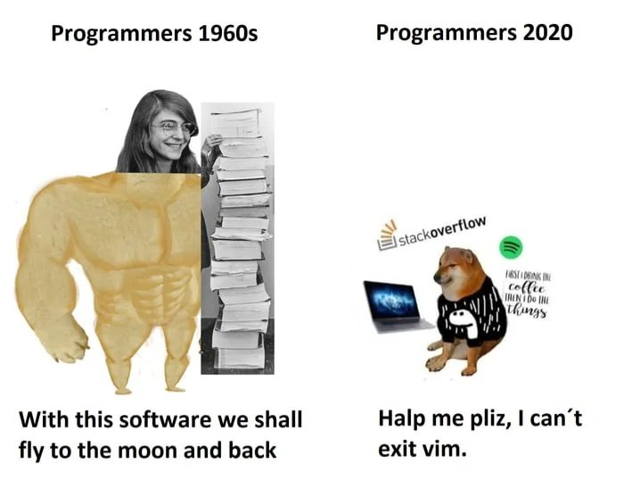 Meme Softwareentwickler 60er und 2020