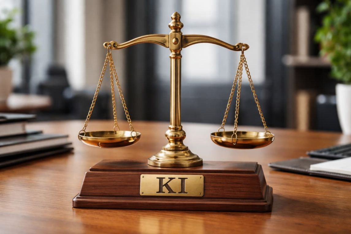 KI und Ethik - symbolisiert als Balkenwaage