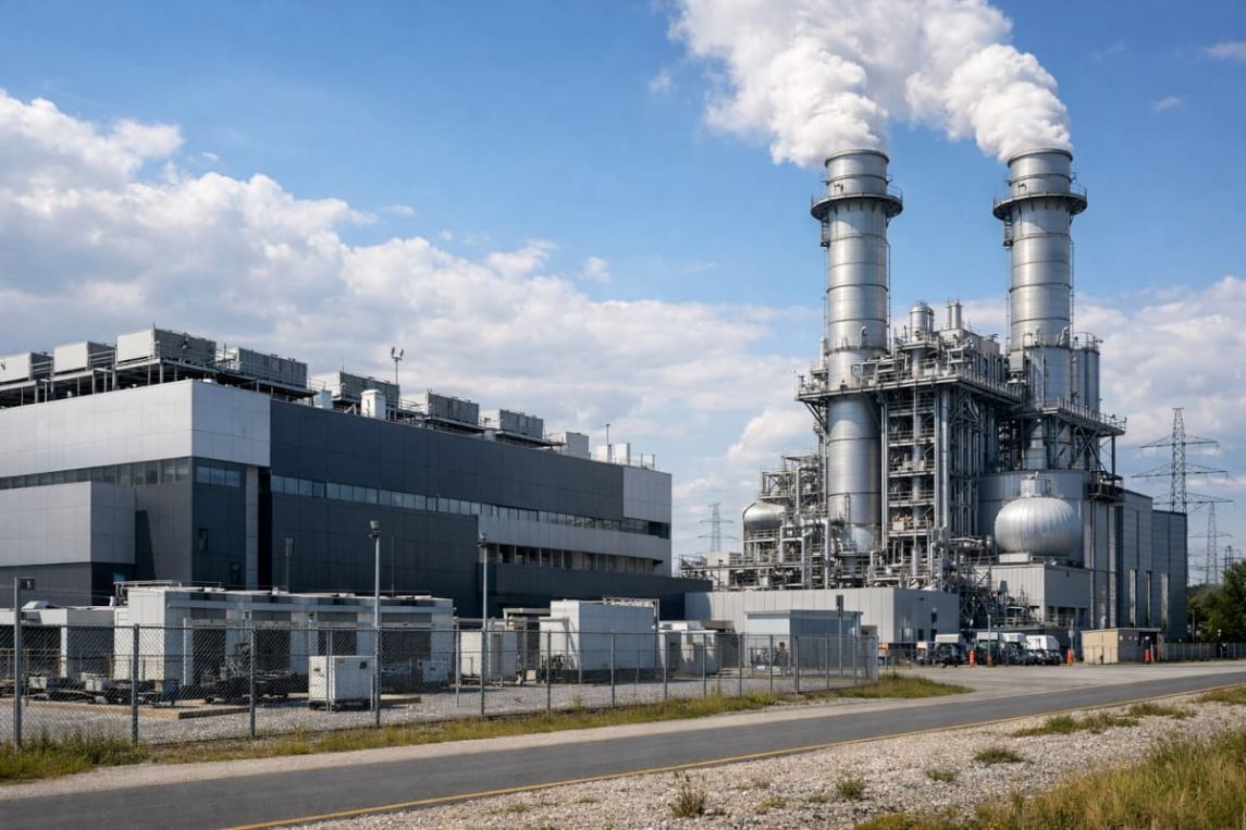 Rechenzentrum und Gaskraftwerk