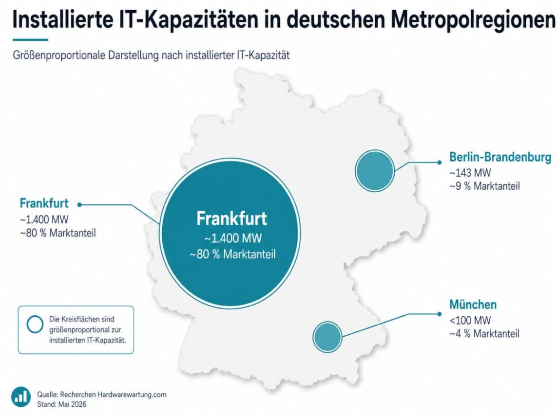 Installierte RZ-Kapazitäten Frankfurt, Berlin / Brandenburg und München