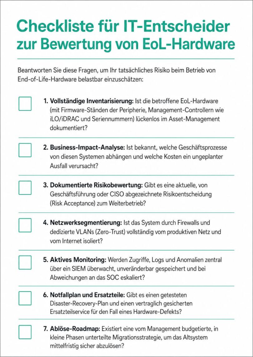 Checkliste EOL-Hardware