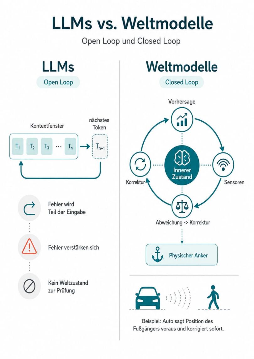 LLMs vs. World Models: Open Loop und Closed Loop